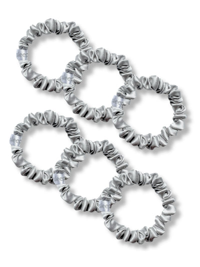 Silk Skinny Scrunchies, Set of 6 - Dove Grey