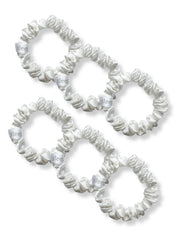 Silk Skinny Scrunchies, Set of 6 - Ivory