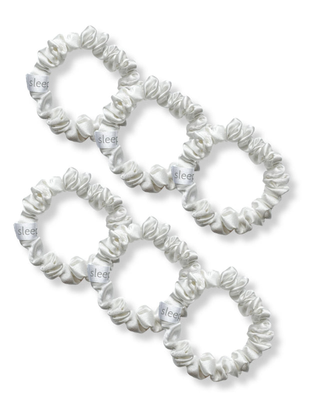 Silk Skinny Scrunchies, Set of 6 - Ivory
