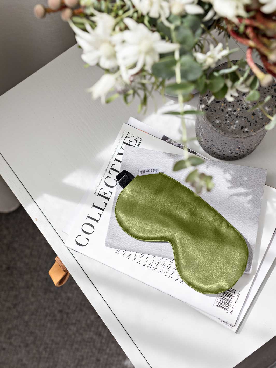 Sleepy Silk  Adjustable Silk Eye Mask / Silk Sleep Mask - Olive Green