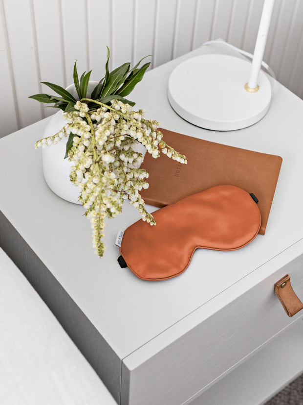 Sleepy Silk, Silk Eye Mask - Terracotta Brown Silk Sleep Mask (SS-EM-BR00), Silky Tots Silk Eye Mask, Slip Sleep Mask, SHHH Silk Silk Eye Mask