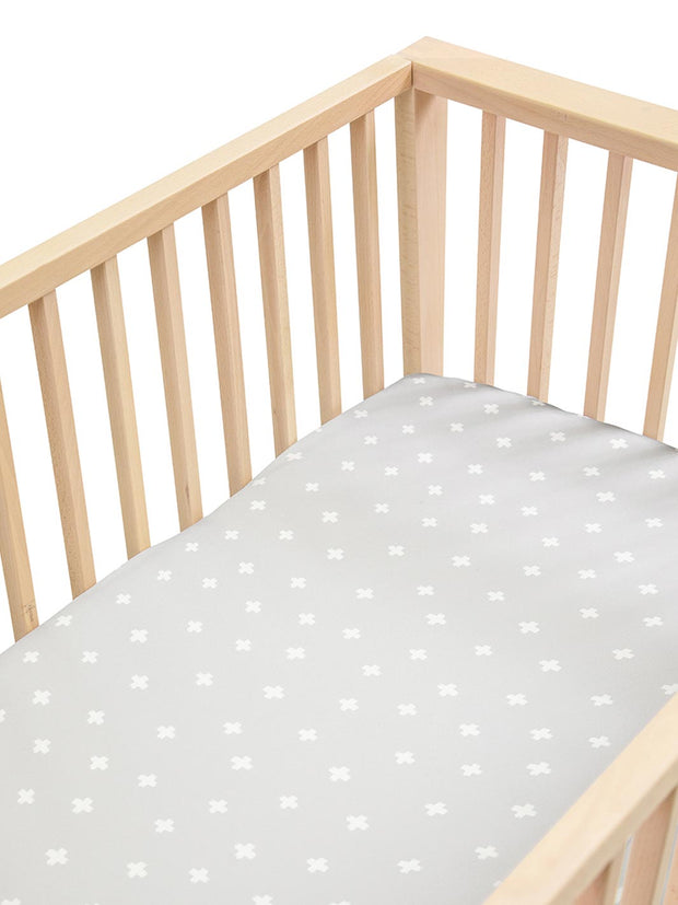 Sleepy Silk, Silk Fitted Sheet for Cots / Cribs - Dove Grey Crosses Grey - crosses (SS-FC-GR01) for baby hair loss and baby bald spots, Silky Tots 100% Silk Cot Sheet, Pawda Baby 100% Mulberry Silk Cot Full Fitted Sheet, Monday Silks, Baby Tresses Cot Bed Sheet
