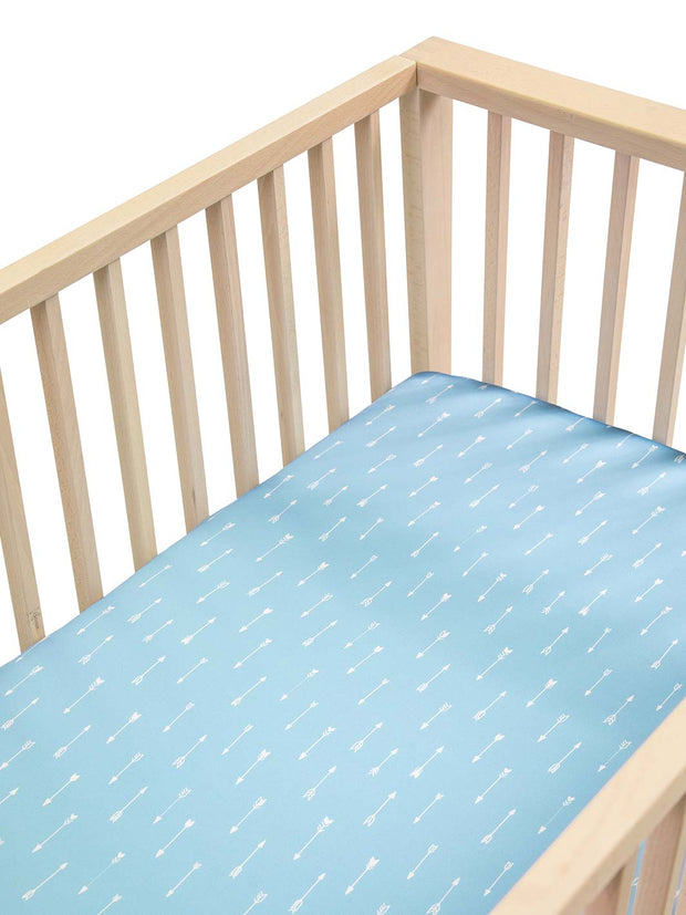 Sleepy Silk, Silk Fitted Sheet for Cots / Cribs - Sky Arrows Blue - pattern (SS-FC-BL01) for baby hair loss and baby bald spots, Silky Tots 100% Silk Cot Sheet, Pawda Baby 100% Mulberry Silk Cot Full Fitted Sheet, Monday Silks, Baby Tresses Cot Bed Sheet
