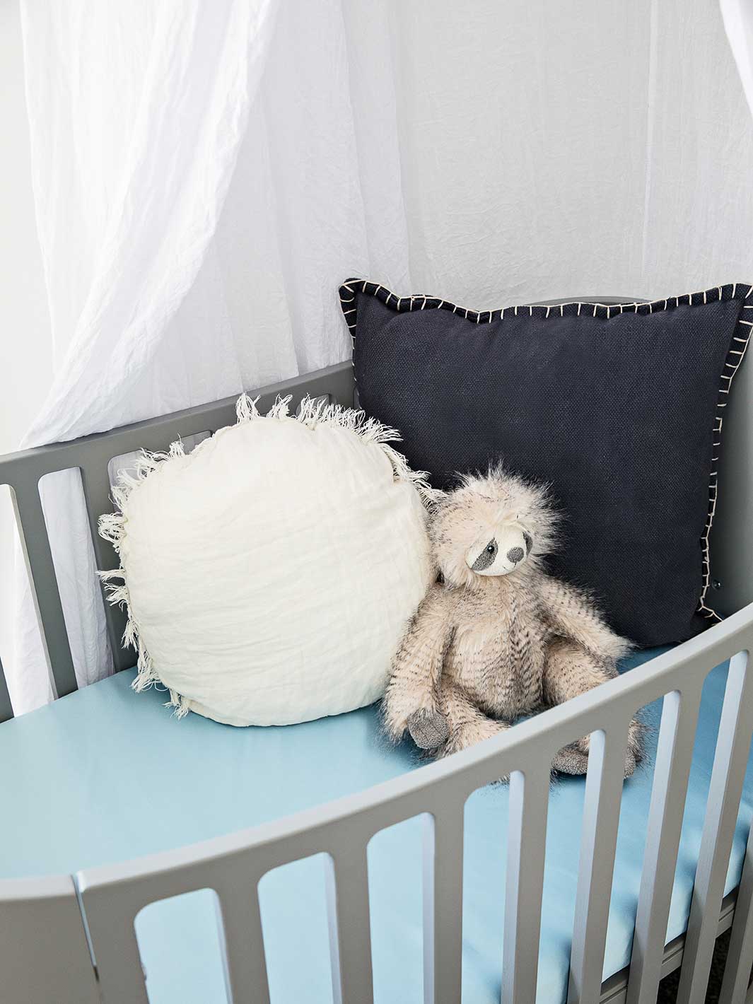 Sleepy Silk Baby Bedding Silk Cot Fitted Sheet Sky Blue