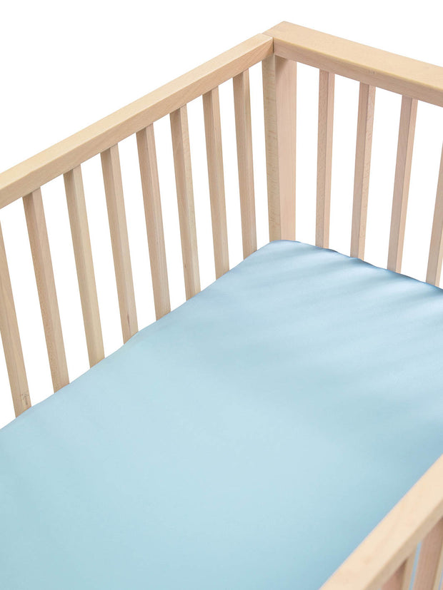 Sleepy Silk, Silk Fitted Sheet for Cots / Cribs - Sky Blue (SS-FC-BL00) for baby hair loss and baby bald spots, Silky Tots 100% Silk Cot Sheet, Pawda Baby 100% Mulberry Silk Cot Full Fitted Sheet, Monday Silks, Baby Tresses Cot Bed Sheet