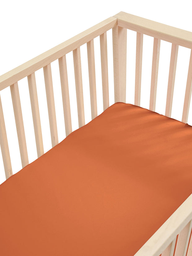 Sleepy Silk, Silk Fitted Sheet for Cots / Cribs - Terracotta Brown (SS-FC-BR00) for baby hair loss and baby bald spots, Silky Tots 100% Silk Cot Sheet, Pawda Baby 100% Mulberry Silk Cot Full Fitted Sheet, Monday Silks, Baby Tresses Cot Bed Sheet