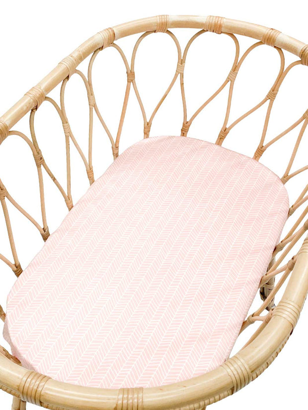 Sleepy-Silk,Silk-Lounger-Cover-Fitted-Sheet-For-Bassinets-Blush-Pink-Herringbone-(SS-LB-PK01)-for-use-as-a-DockATot-cover-Snuggle-Me-cover-and-Boppy-cover-Deep-Etched-Boppy-Angle