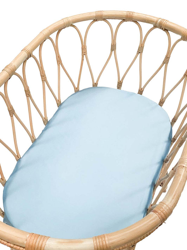 Silk Lounger Cover / Bassinet Fitted Sheet, Set of 2 - Sky
