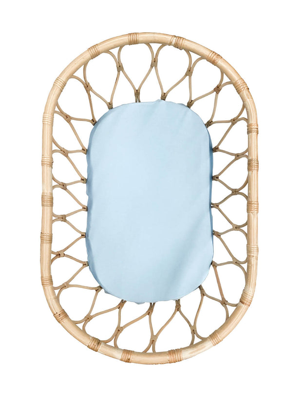 Silk Lounger Cover / Bassinet Fitted Sheet, Set of 2 - Sky