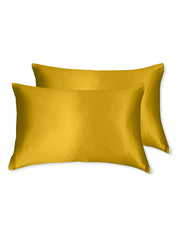 Sleepy Silk, Silk Pillowcase, Set of 2 - Mustard Yellow (SS-PP-YE00), Silky Tots Double Sided Silk Pillow Slip, Pawda Baby 100% Mulberry Silk Junior or Adult Pillow Case, Slip Pillowcase, SHHH Silk Silk Pillowcase