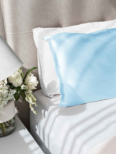 Sleepy Silk, Silk Pillowcase - Sky Blue (SS-PC-BL00), Silky Tots Double Sided Silk Pillow Slip, Pawda Baby 100% Mulberry Silk Junior or Adult Pillow Case, Slip Pillowcase, SHHH Silk Silk Pillowcase, Blissy Silk Pillowcase