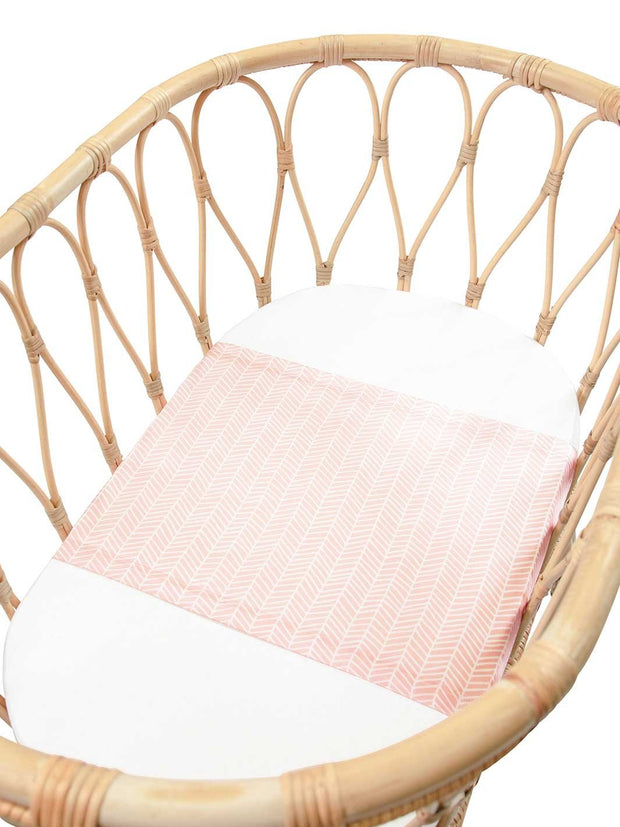 Sleepy Silk, Silk Sleeve for Bassinets - Blush Herringbone Pink - pattern (SS-BS-PK01) for baby hair loss and baby bald spots, Silky Tots Silk Bassinet Slip, Pawda Baby 100% Mulberry Silk Semi Sheet for Bassinet, Monday Silks, Baby Tresses Cot Bed Sheet