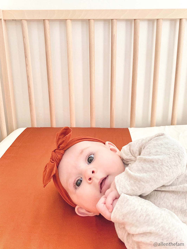 Sleepy Silk, Silk Sleeve for Cots / Cribs - Terracotta Brown (SS-CS-BR00) for baby hair loss and baby bald spots, Silky Tots Silk Cot Slip, Pawda Baby 100% Mulberry Silk Cot Semi Sheet, Monday Silks, Baby Tresses Cot Bed Sheet